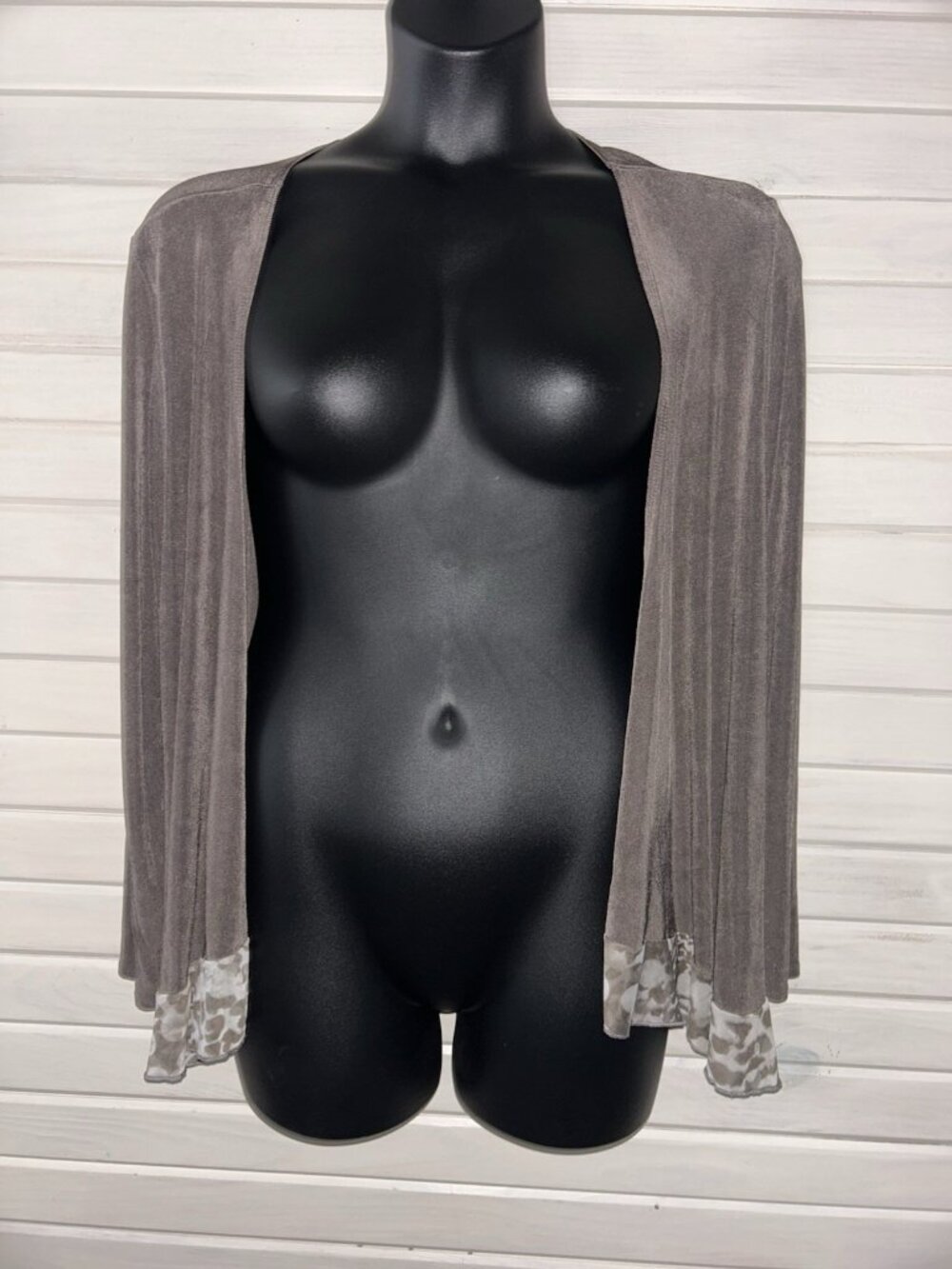 CHICOS TRAVELERS Sz 3 (XL) Mochachino Brown Slinky Open Front Cardigan EUC